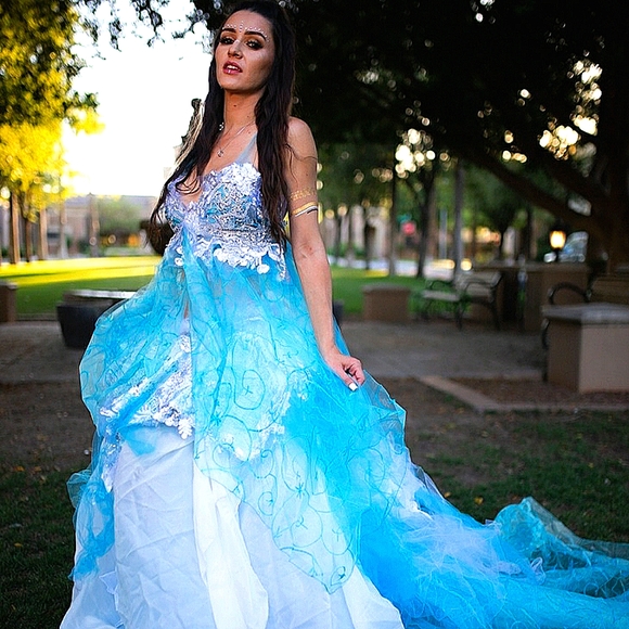 RALUCA Turquoise Silver & White Wedding Ballgown - Picture 1 of 6
